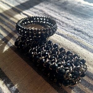 Black Beaded Bracelets (Lot of 2)